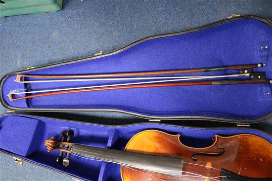 A Sebastian Kloz of Mittenwald violin, 23in.
